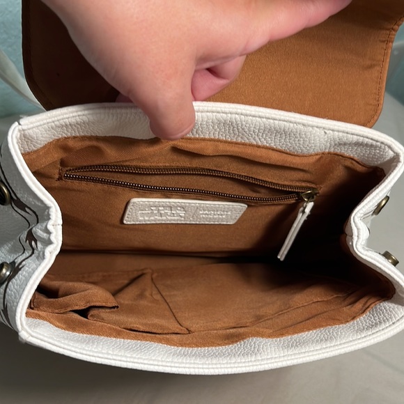 DANIELLE NICOLE X STAR WARS Mandalorian Tan & White Faux Leather Mini Backpack - Picture 14 of 15